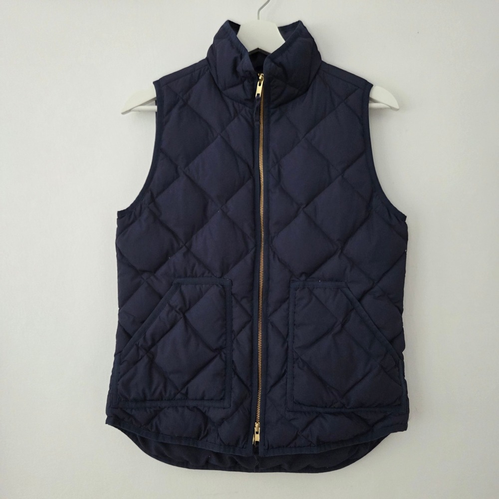 J.Crew Quilted Down Excursion Vest Navy Blue Puffer Women XS